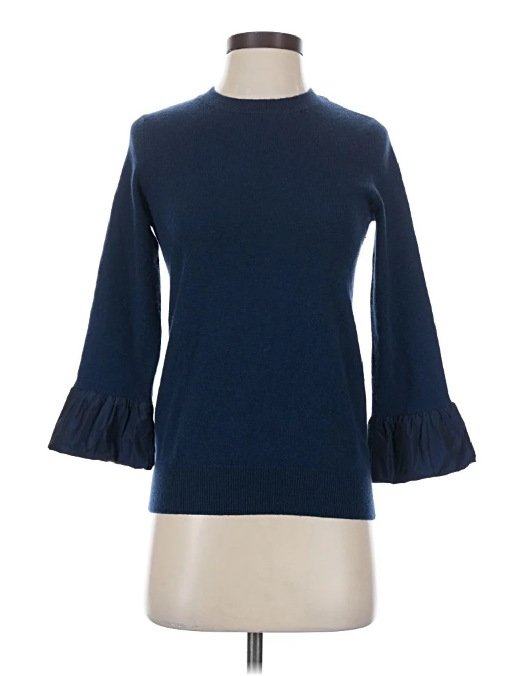 Vince Navy Ruffle Sleeve Crewneck Sweater